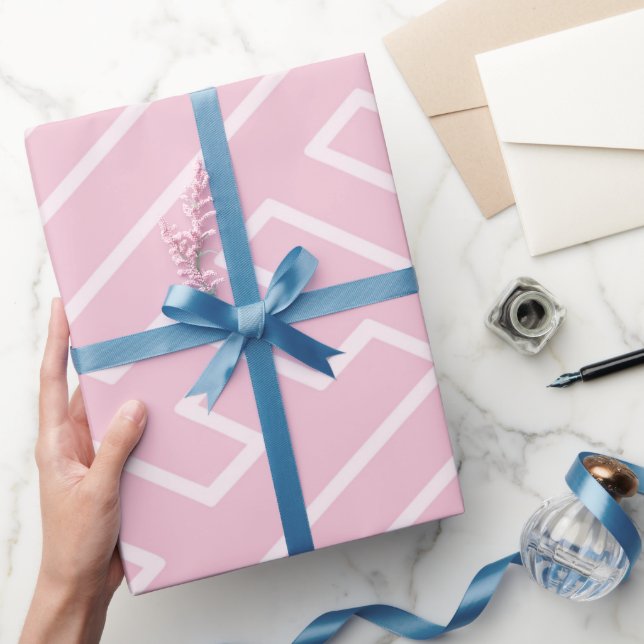 Greek Inspiration Geometric Lines Blush Pattern Wrapping Paper (Gifting)