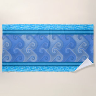 Greek-Inspired Ocean Waves Beach Towel