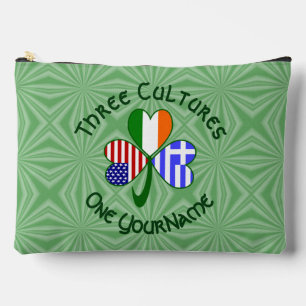 Greek Irish American Flags Shamrock Personalised  Accessory Pouch