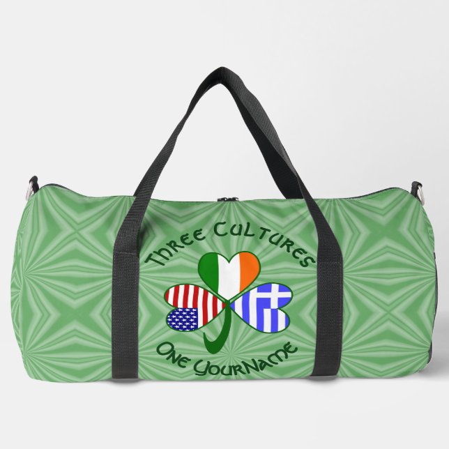 Greek Irish American Flags Shamrock Personalised  Duffle Bag (Front)