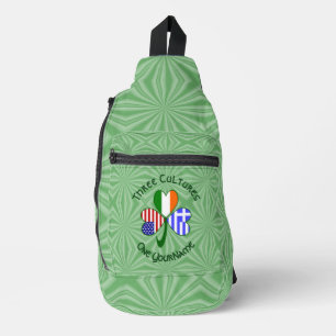 Greek Irish American Flags Shamrock Personalised Sling Bag
