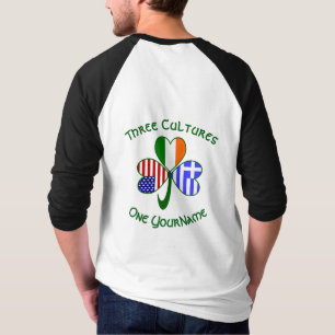 Greek Irish American Flags Shamrock Your Name T-Shirt