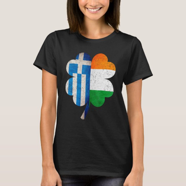 Greek Irish Shamrock Greece Ireland Flag St Patric T-Shirt (Front)