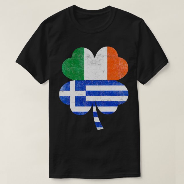 Greek Irish Shamrock Greece Ireland Flag St T-Shirt (Design Front)