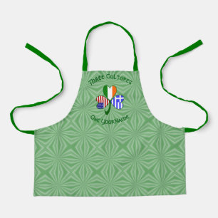 Greek Irish USA Flags Shamrock Personalised Kid's  Apron
