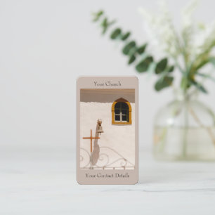 Greek Island Church With Cross and Bell Paxos Business Card