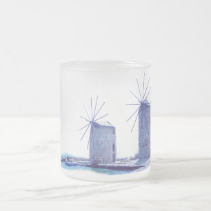 Greek Island Dreams Frosted Glass Coffee Mug