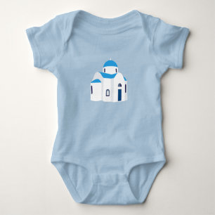 Greek Island Greece Blue Dome Church Baby Bodysuit