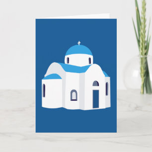 Greek Island Greece Blue Dome Church  Card