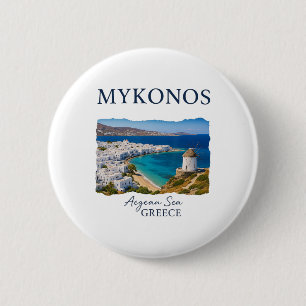 Greek Island Mykonos Vacation Travel Coastal Life 6 Cm Round Badge