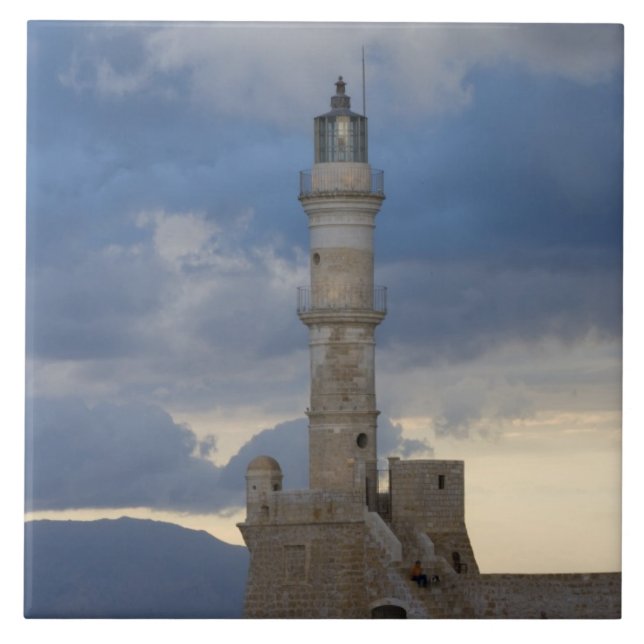 Greek Island of Crete and old town of Chania 2 Tile (Front)