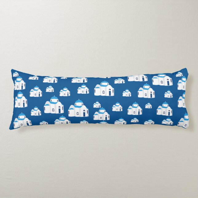 Greek Island Santorini Blue Dome Church  Body Cushion (Front)