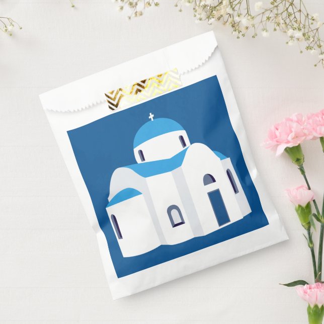 Greek Island Santorini Blue Dome Church  Favour Bags (Sealed)