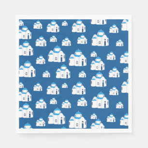 Greek Island Santorini Blue Dome Church  Napkin