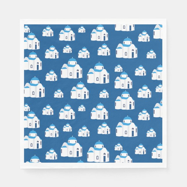 Greek Island Santorini Blue Dome Church  Napkin (Front)