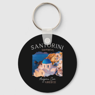 Greek Island Santorini Greece Oia Village Blue Chu Key Ring