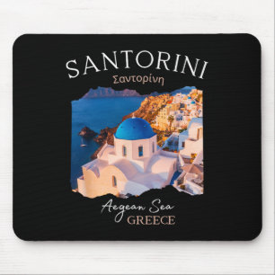 Greek Island Santorini Greece Oia Village Blue Chu Mouse Mat
