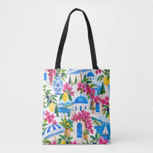 Greek Island Santorini Mediterranean Summer Tote Bag
