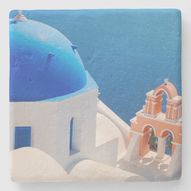 Greek Island Santorini Stone Coaster (Front)
