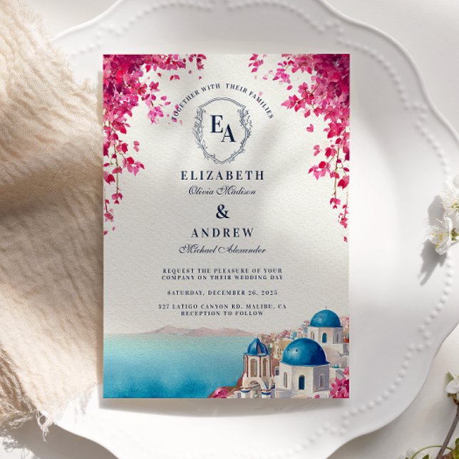 Greek Island Sunset Romance Wedding Invitation (Creator Uploaded)