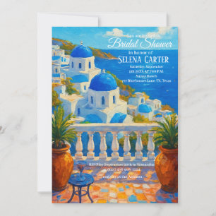 Greek Island Vintage Watercolor Bridal Shower Invitation
