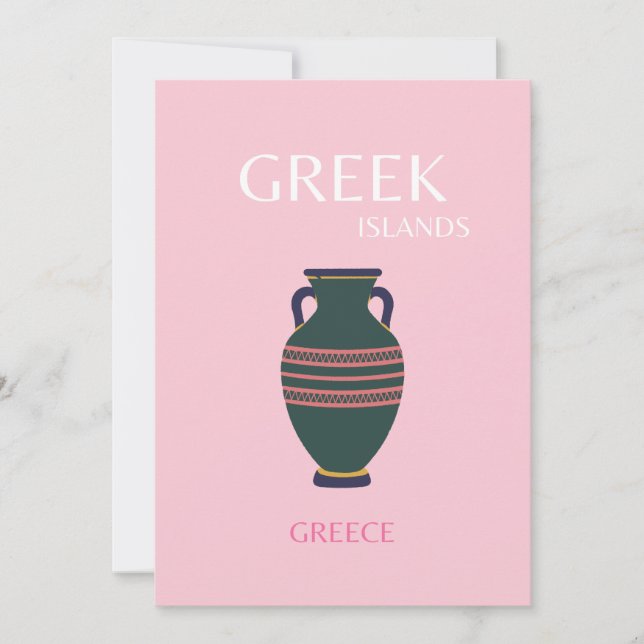 Greek Islands, Greece, Preppy, Pink Thank You Card (Front)