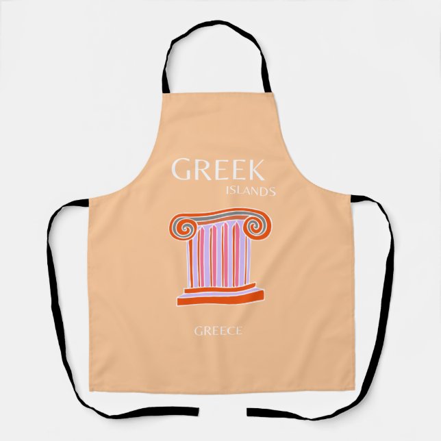 Greek Islands, Greece, Travel Art, Orange Apron (Front)