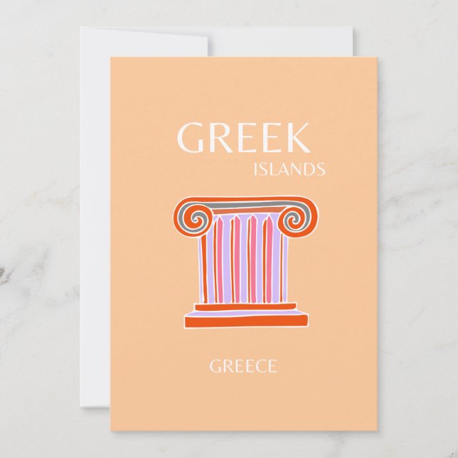 Greek Islands, Greece, Travel Art, Orange Thank You Card (Front)