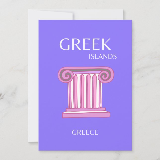 Greek Islands, Greece, Travel Art, Preppy, Purple Thank You Card (Front)