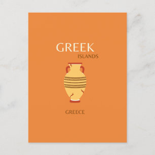 Greek Islands, Greece, Travel, Preppy, Orange Holiday Postcard