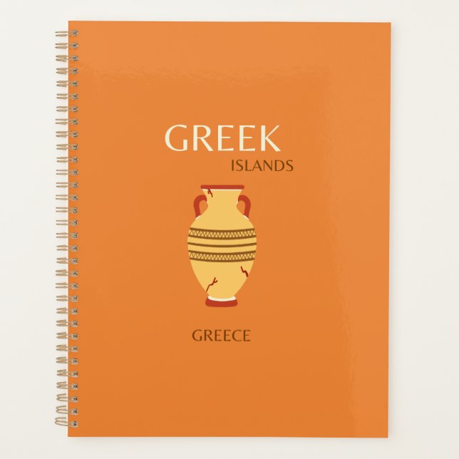 Greek Islands, Greece, Travel, Preppy, Orange Planner (Front)