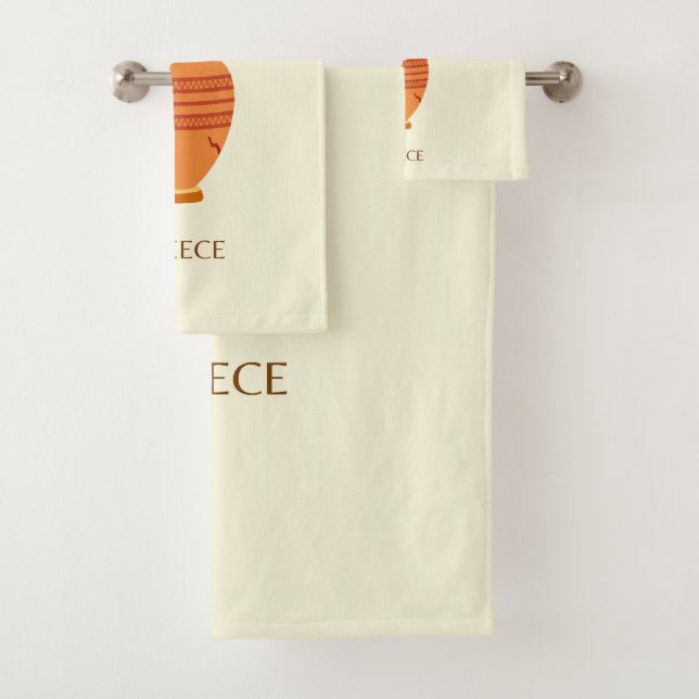 Greek Islands, Greece, Travel, Retro, Pastel Bath Towel Set (Insitu)