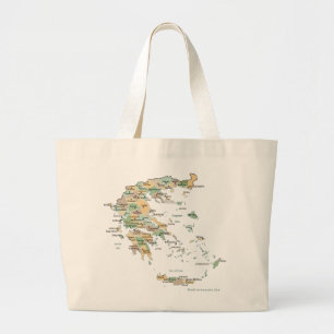 Greek Islands Map Large Tote Bag