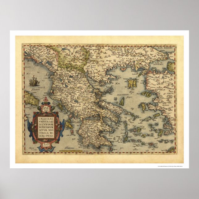 Greek Islands Map Ortelius 1570 Poster (Front)