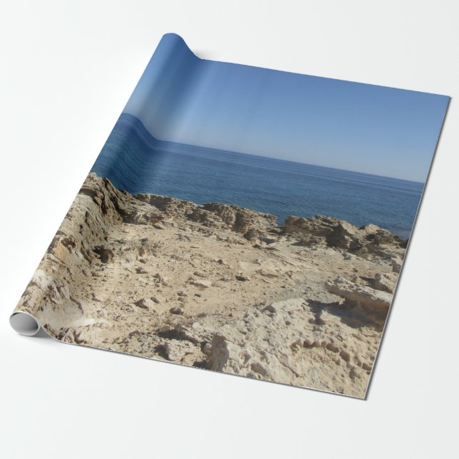 Greek Islands Mediterranean Landscape Wrapping Paper (Unrolled)