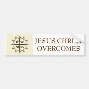 Greek "Jesus Christ Overcomes" Bumper Sticker