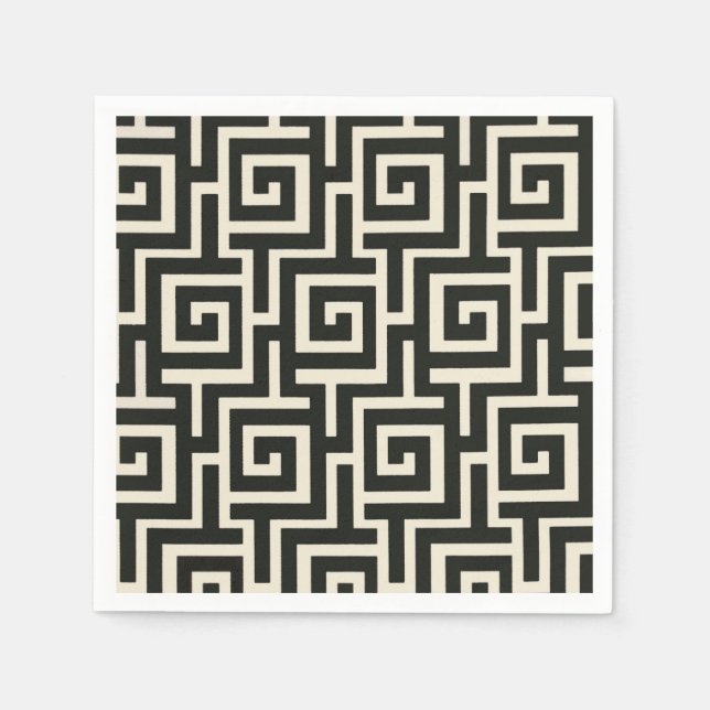 Greek Key Black Napkin (Front)