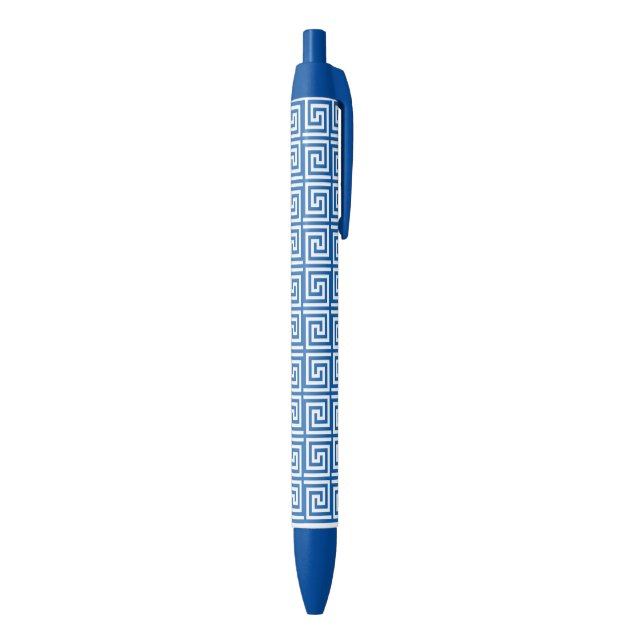 Greek Key Blue and White pattern pen (Bottom (Vertical))