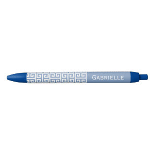 Greek Key Blue Custom Name  Ink Pen