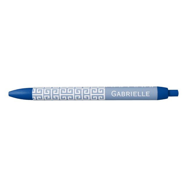Greek Key Blue Custom Name  Ink Pen (Front)