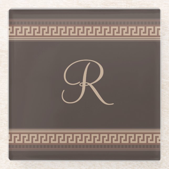 Greek key border glass coaster (Front)