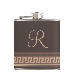 Greek key border hip flask