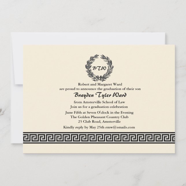 Greek Key Border Invitation (Front)