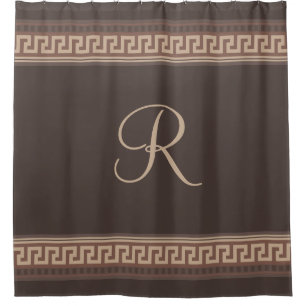 Greek key border shower curtain