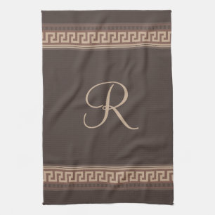 Greek key border tea towel