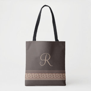 Greek key border tote bag