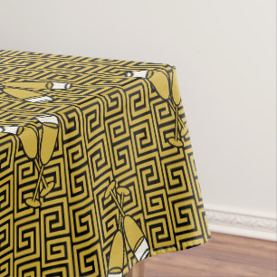 Greek Key Celebration Toast - Gold & Black Tablecloth