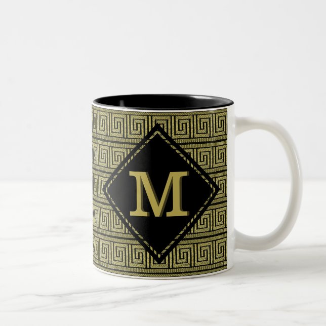 Greek Key Classic Design In Gold & Black Two-Tone Coffee Mug (Right)