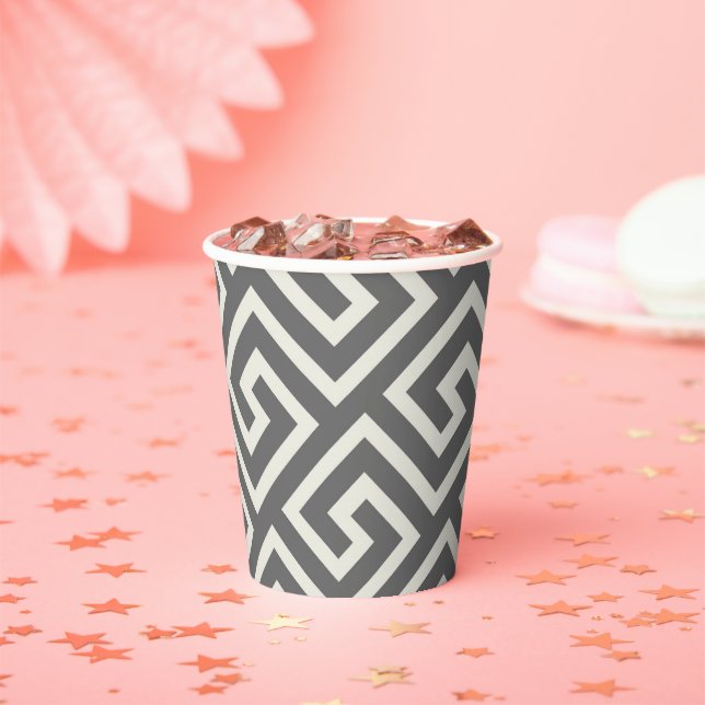 Greek Key Classic Square Swirl Pattern Paper Cups (Insitu)