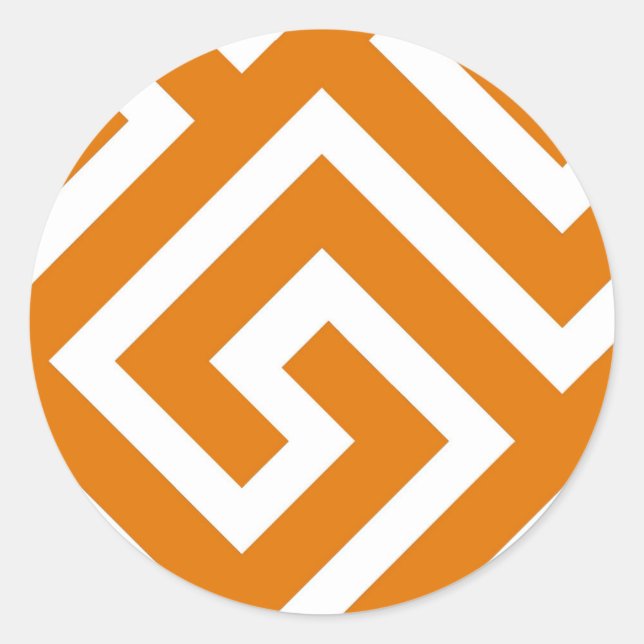 Greek Key Classic Square Swirl Pattern Round Sticker (Front)